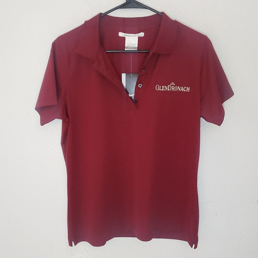 Nike Golf Dri- Fit The GrenDronach Short Sleeve Polo Golf Shirt Womens Large Red